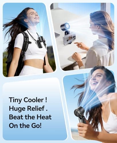 KIMMOO Handheld Portable Turbo Fan with Ice Cooler, Powerful 21000 RPM, Speed (1-199), Up to 14Hrs Cooling, Rechargeable Personal Fan, Small Pocket Hand Fans for Travel/Outdoor/Home/Office (Black) — view 6