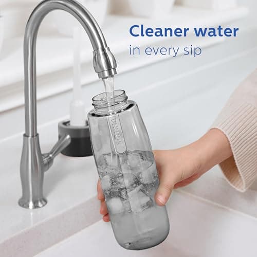 PHILIPS Filtered Water Bottle, BPA-Free Tritan Plastic Water Bottles, Replaces 450 Plastic Water Bottle with Reusable GoZero Everyday Water Filter, Portable Filtering Bottle for Travel, 36oz, Grey — view 6