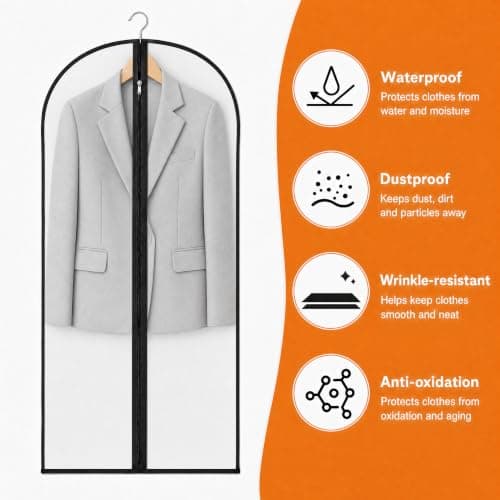 Boyfield 2 Pack Dress Bags - 140x60cm Clothes Storage Bags & Suit Bag Covers for Travel and Garment Protection (Matte White) — view 3