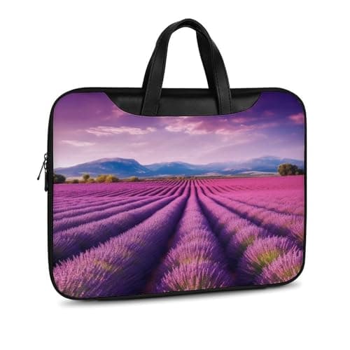 Lavender Fields Printed Leather Shoulder Messenger Bag Briefcase for Men Women Travel Business Office Hangbag Laptop Pack Crossbody