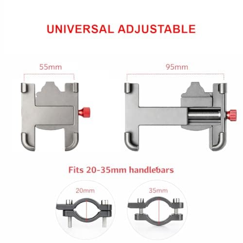Bike Phone Holder, Aluminium Bike Phone Mount with Secure Lock, 360° Rotatable Motorbike Phone Holder, Heavy-Duty Anti-Slip Clamp, Fits 3.5–7 Inch Smartphones, 20–35mm Handlebars — view 5