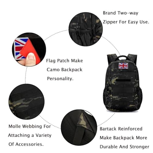 outdoor plus 40L Tactical Military Hiking Backpack, USB Type-C for Boys Men — view 6