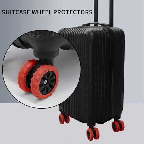 JWJDSAK 8 Pcs Silicone Wheel Covers for Suitcase - Off-Road Luggage Wheel Protectors with Noise Reduction & Anti-Scratch, Universal Suitcase Accessories (Red) — view 4