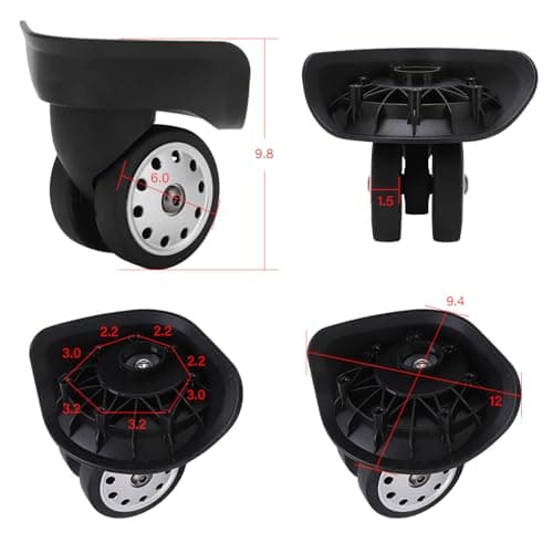 Jiawu A88 Porous Suitcase Luggage Replacement Casters, 1 Pair (L Black) — view 5