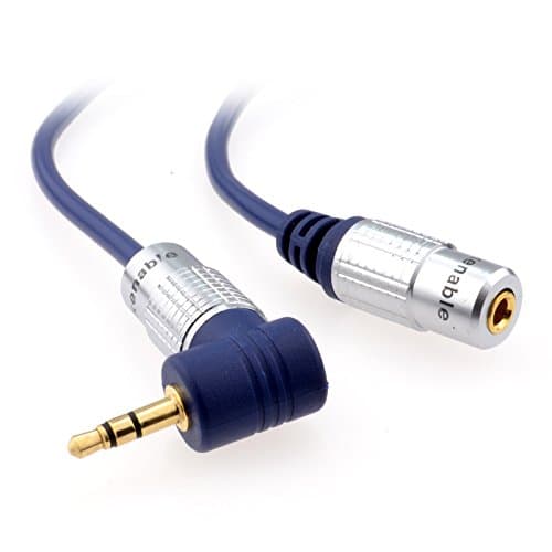 kenable Pure Right Angle 3.5mm Headphone Extension Cable Male to Female Stereo Jack 90 Degree Adapter Dark Blue 0.5m