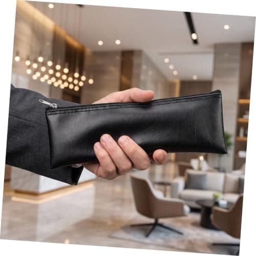 HOMOCONO 7pcs Pu Leather Microphone Storage Bag with Zipper Enclosure for Handheld and Wireless Microphones, Lightweight Shockproof Case for Conferences and Outdoor Carrying, Black Colour — view 5
