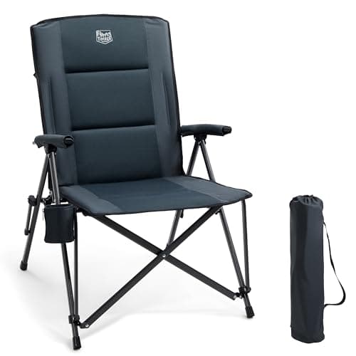 TIMBER RIDGE Folding Camping Chair for Adults Padded High Back 150kg Black
