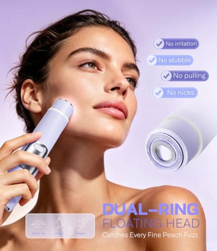 Bikini Trimmer Women 2-in-1 Facial Hair Remover for Women, USB-C Electric Lady Shaver with Digital Display, Dual Head Women Shaver with Smart Light for Pubic, Bikini, Underarm, Travel Lock, Lavender — view 4