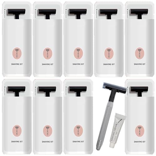 10Pack Portable Travel Disposable Razors Kit Individually Wrapped; Hypoallergenic Manual Shave Set with 10g Shave Cream; Hotel Shaving Razor for Travel,Home, Daily Use
