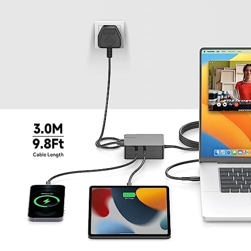 PD100W USB C Charger, KFD GaN Type C Fast Wall Power Supply Adapter for NEEWER HB80C HS60B HS60C Video Lights V Mount Batteries NP-F Chargers DJI Air 3S/Mavic 3 USB-C Charging Cable — view 2