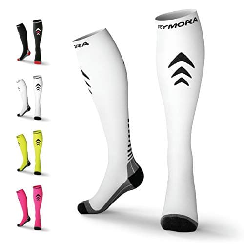Compression Socks for Men and Women (Pair) (Cushioned) (White) (Medium) [M]