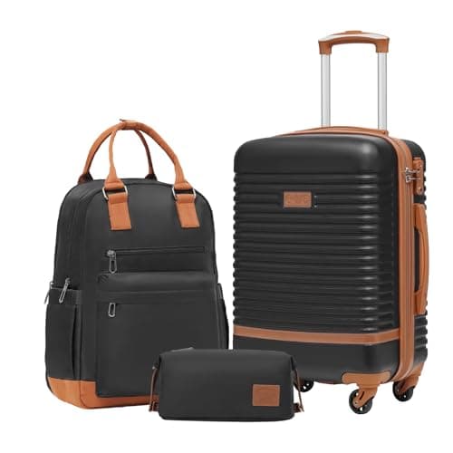 COOLIFE Suitcase Set, 3 Piece Luggage Sets with Travel Backpack & Wash Bag