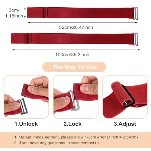 Cobee Women Invisible Belts, Women Stretch Belt Adjustable Elastic Belt with Flat Buckle No Show Waist Belts for Jeans Pants Dresses (Red) — view 3