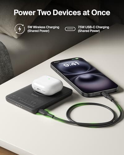 Belkin BoostCharge 5000mAh Slim Magnetic Power Bank with USB C Port - Black — view 4