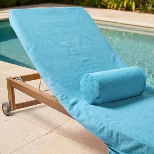 OHS Sea Blue Inflatable Pillow, Sun Lounger Cushion Lightweight Compact Bolster Cushion with Microfibre Cover Neck Roll Pillows for Head & Back Support Outdoor Cushions for Travel Beach Accessories — view 3