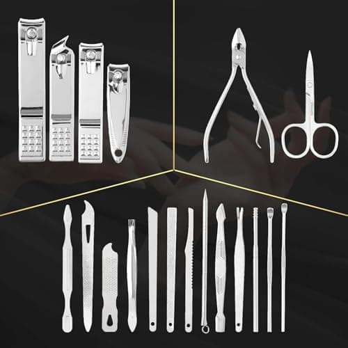 19 Pcs Manicure Pedicure Set, Nail Clippers Kit, Portable Grooming Case — view 5