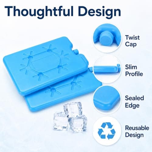 Tinminx 2 Pack Blue Freezer Blocks, Reusable Ice Packs with PP Outer Shell, Slim Leak-Resistant Cool Blocks for Cooler Bags, Lunch Boxes, Picnic Bags, Camping and Travel — view 4