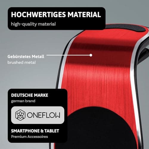 ONEFLOW Premium Magnetic Mobile Phone Holder Car Ventilation for All Apple iPhone | Universal Mobile Phone Holder Car Compact Ultra Light and Safe - Mobile Phone Holder for Car Magnetic, Red — view 3