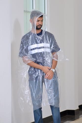 Start and Drive Ltd Poncho Rain Coat Transparent Waterproof Plastic Poncho Adult Size Reusable Ponchos with Hoods, Emergency Raincoats, Rain Ponchos (1 pcs, Transparent) — view 3