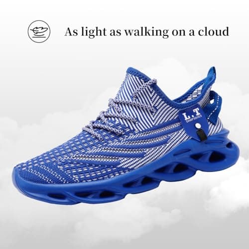 XKOWUO Mens Womens Trainers Walking Running Shoes Non Slip Gym Slip On Tennis Trainers Outdoor Sports Sneakers Lightweight Workout Shoes Royal_Blue Size 7 — view 3