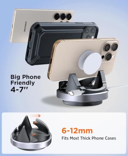 Beeasy Car Phone Holder Mount,360° Adjustable & Glare-Free Dashboard Phone Holder, Washable Silicone Phone Stand for Car, Anti Slip Car Mount for iPhone Samsung,Smartphones and GPS — view 4