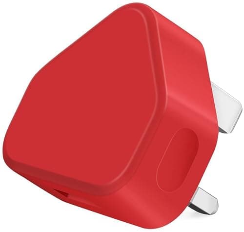 plugs usb c UK 3 Pin Plug USB Mains Charger Adapter& usb charge cable 2m Braided 2M (Red) — view 2