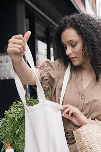 Wonky Line Premium Cotton Tote Bag, Eco-Friendly Shopping Bag, 100% Cotton Canvas, Reusable Grocery Cloth Bag, Extra Strong Long Handle Double Stitched Ideal for Printing (Navy) — view 2