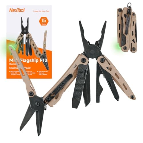 NexTool Mini Flagship F12 Keychain Multitool, 13 in 1 Pocket Tools (Khaki)
