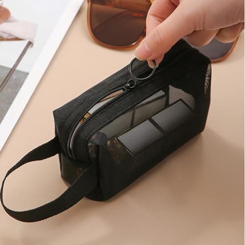 Mesh Makeup Storage Bag Portable 3 Piece Set with, black, Siehe — view 4