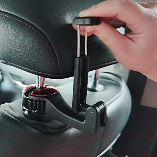 DOULEIN Car Headrest Hooks with Phone Holder, 2 Pcs Auto Seat Hanger Holder, Red — view 3