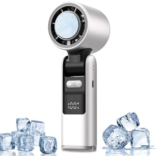 LYMYBETY Portable Handheld Fan, High-Speed Turbo Mini Fan with 4000mAh Battery LED Display, 100 Adjustable Speed, USB Rechargeable Foldable Personal Fan for Home Office Travel Outdoor (White, K801)