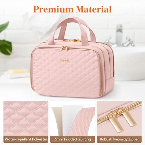 Lifewit Toiletry Bag for Women, Travel Wash Bag, Pink, Large — view 6