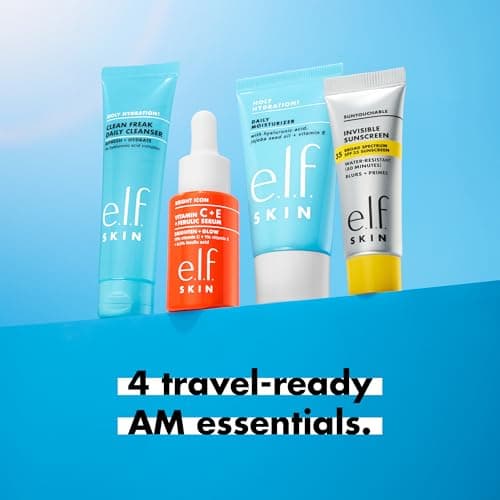 e.l.f. SKIN Wake the e.l.f. Up Skincare Kit, Travel-Size Hydrating Face Cleanser, Sunscreen, Moisturizer & Brightening Serum, Vegan & Cruelty-Free — view 2