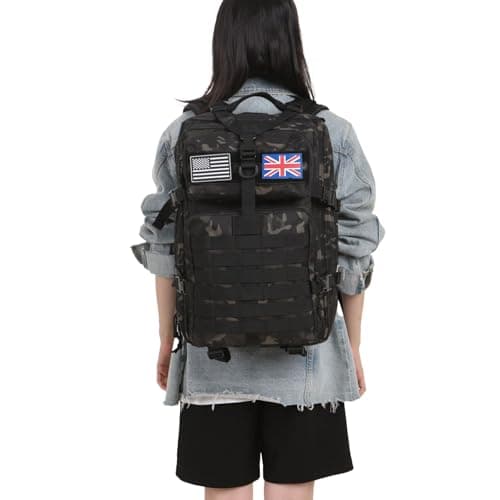 Thuram 50L Durable Nylon Waterproof Fishing Hunting Backpack Outdoor Military Rucksacks Tactical Sports Camping Hiking Bags (Camo Black) — view 3
