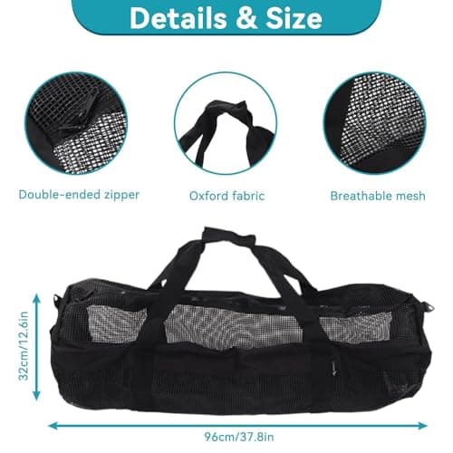 96x32cm/37.8x12.6in Diving Net Bag, Large Capacity Mesh Dive Bag Extra Large Mesh Travel Bag Snorkeling Equipment Mesh Storage Bag Snorkel Gear Mesh Travel Bag with Handle for Beach Pool — view 3