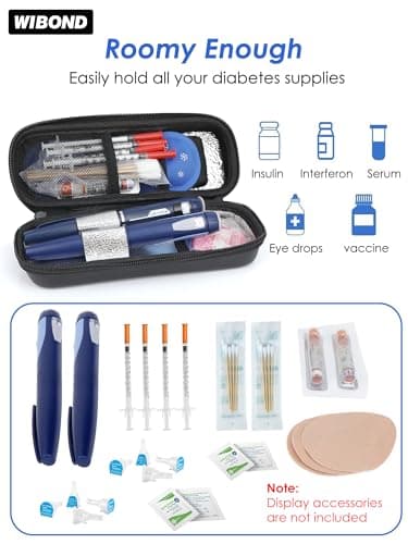 WIBOND Insulin Cooler Travel Case, with Digital Temperature Display, TSA Approved Medication Cooler for Diabetics with 2 Nylon Ice Packs (Black) — view 5