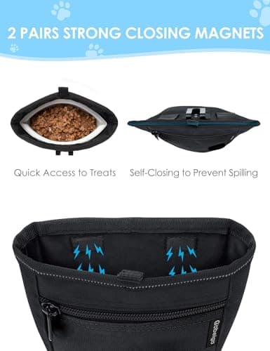 Gobeigo【Silicone Insert Bag Version】 Dog Treat Pouch and Training Clicker, 2 Pair Magnetic Closure, 2 Cup Walking Fanny Pack with Poop Bag Dispenser, Metal Belt Clip &Waist Strap — view 3