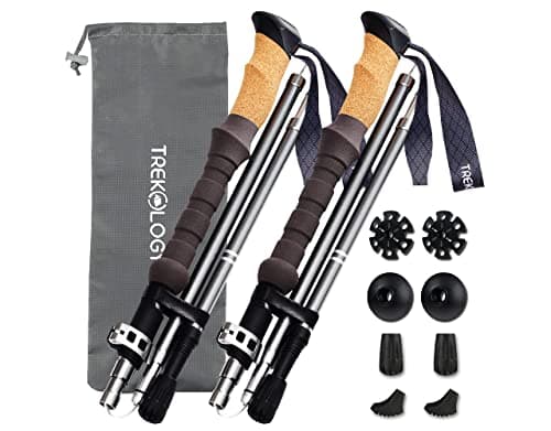 Trekology TrekZ Cork Handle Hiking Sticks Walking Poles Women Hill Walking Sticks Nordic Sticks Hiking for Men Trekking Poles for Women Collapsible Walking Poles Sticks for Seniors