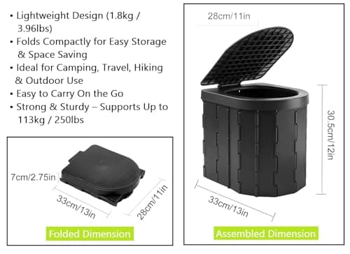 Unibos | Portable Toilet, Outdoor Camping Toilet, Fishing Toilet, Campervan Toilet, Collapsible Toilet Bucket, Portable Loo, Camping Loo, Camping WC — view 5