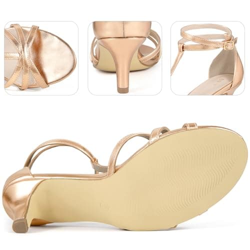Perphy Open Toe Strappy Kitten Heel Sandals for Women Rose Gold 5 UK/Label Size 7 US — view 5