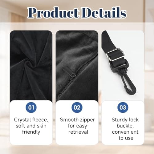 HAVIRI Fillable Travel Pillow, Portable Empty Neck Pillow Stuffable for Travel with Adjustable Straps, Soft Airplane Pillows Stuffable for Essentials Extra Luggage, Travel Essentials (Black) — view 3