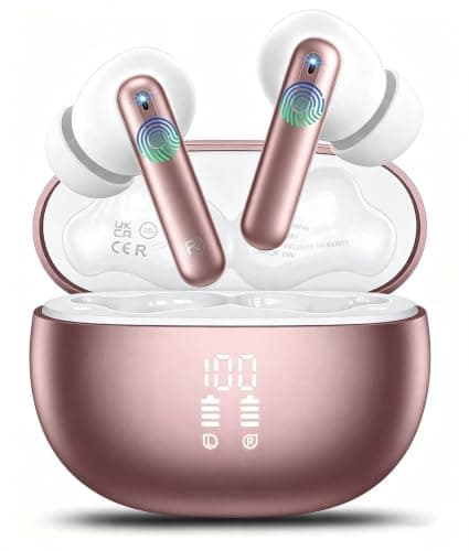 VEKJ AI Language Translation Earbuds Real Time, Supports 164 Languages With AI App, 3-in-1 Bluetooth 5.4 Translator Earbuds with 7 Trans Modes, 42H Translation Device fit Business/Travel, Rose