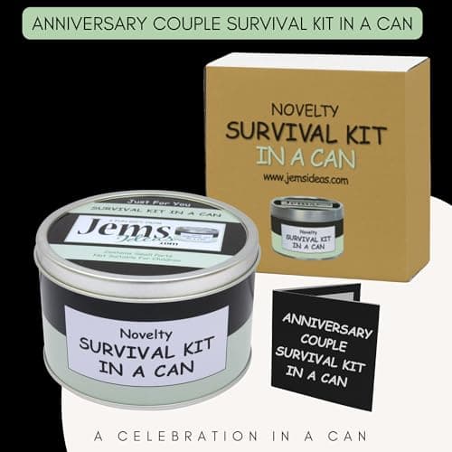 Survival Kit In A Can A Fun & Unique Novelty Gift Set with Card Perfect for Couples Parents Grandparents & Friends. Wedding Anniversary Celebration Keepsake — view 2