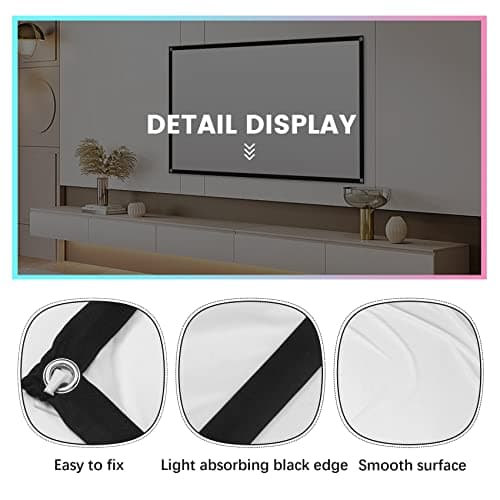 Ksrnsne Portable Projector Screen for Home Theater Outdoor HD White Foldable Anti-Crease (72Inch) — view 4