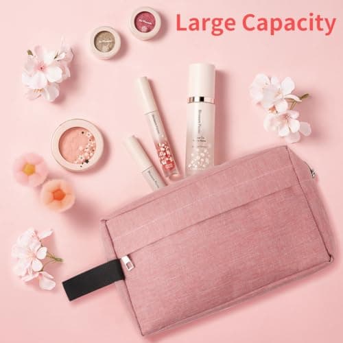 ALIIP Travel Toiletry Wash Bag,Portable Travel Grooming Pouch,Pink — view 3