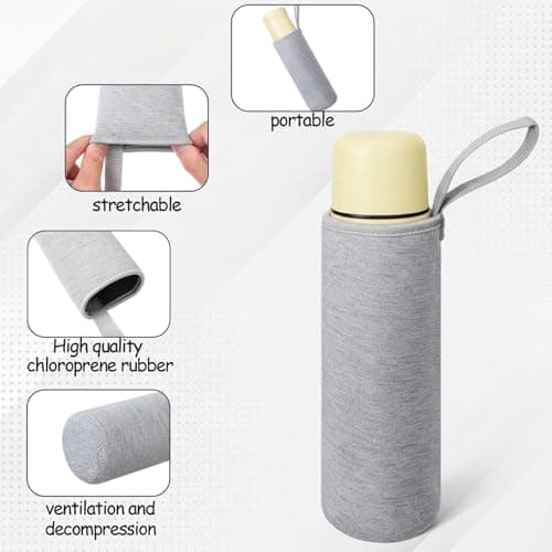 Qulkws 2 Pcs Insulated Water Bottle Carrier Bag 19oz Neoprene Water Bottle Sleeve Portable Nylon Bottles Cover for Glass Stainless Steel Plastic Bottles(Red, Gray) — view 4