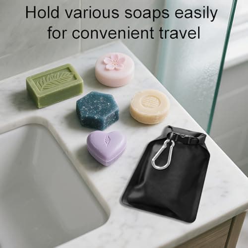2PCS Soap Bar Bag Waterproof Leakproof Portable Travel Compact with Lathering Bag and Carabiner Clip for Outdoor Camping — view 5
