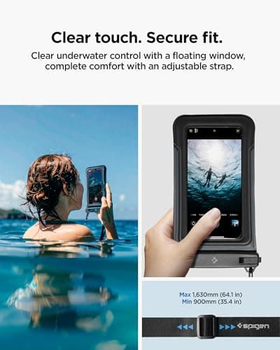 Spigen [2 PACK Floating 7" Waterproof Phone Case Pouch Bag Matte Black — view 6