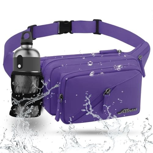 REETEE Bum Bag Fanny Pack Men Women Water Resistant Waist Packs Sports Waist Bag with Bottle Holder, Walking Waist Pack Bumbag with Adjustable Belt for Running Travel Cycling Outdoor Sport (Purple)