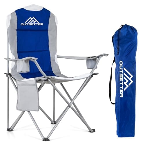 Camping Chair,Premium Padded Folding Camping , Outdoor Seats with High Back & Cup Holder & Side Pockets,Waterproof Chair 120kg Weight Capacity for Garden Picnic Beach Directors (Blue)